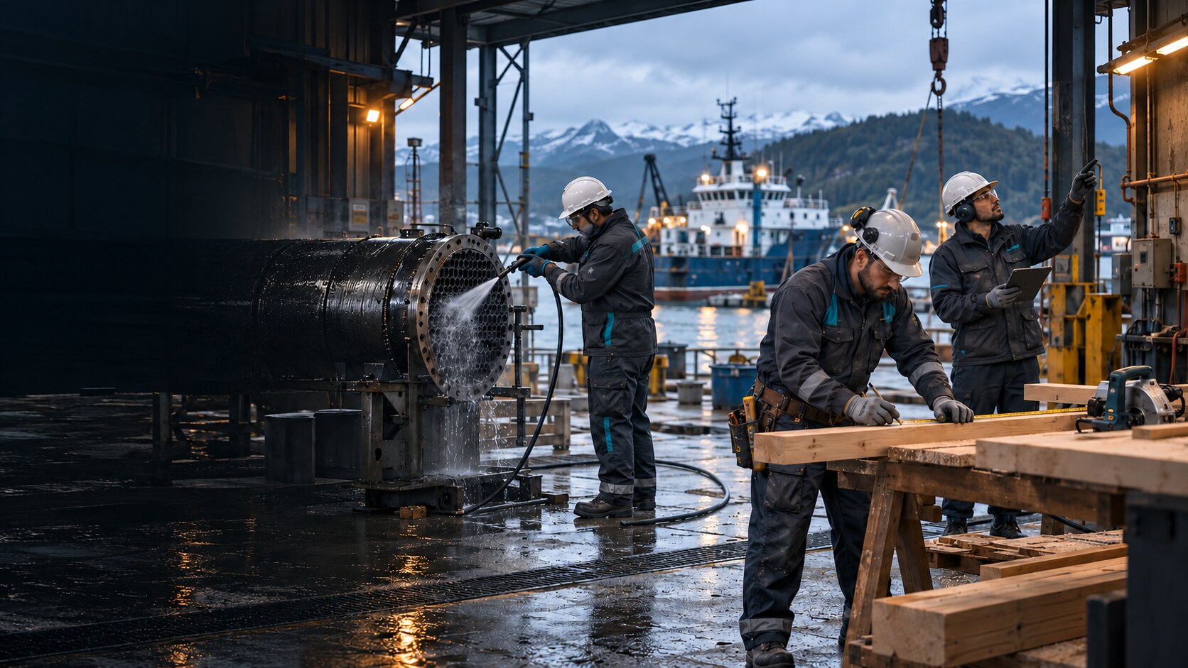 Equipo SIL realizando limpieza industrial, carpintería y mantenimiento en terreno